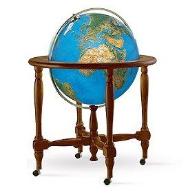 Географический глобус с подсветкой на уникальной резной подставке