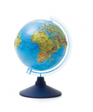 Глобус Земли физический рельефный с подсветкой от батареек, D=21см.