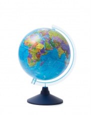 Глобус мира политико-физический с подсветкой от батареек D=25см.