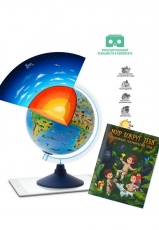 Интерактивный глобус Зоогеографический с подсветкой от батареек + атлас + очки